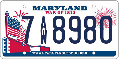 MD license plate 7AW8980
