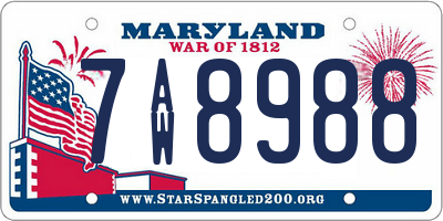 MD license plate 7AW8988