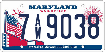 MD license plate 7AW9038