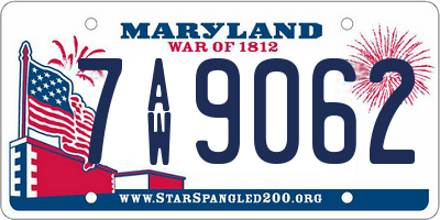 MD license plate 7AW9062