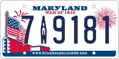 MD license plate 7AW9181
