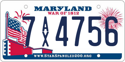 MD license plate 7AX4756
