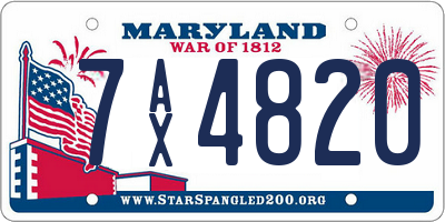 MD license plate 7AX4820
