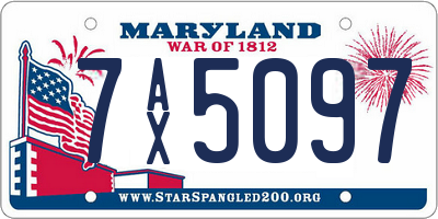 MD license plate 7AX5097