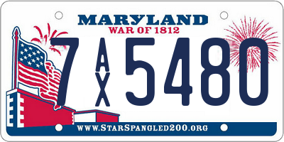 MD license plate 7AX5480