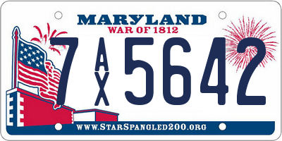 MD license plate 7AX5642