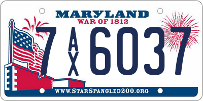 MD license plate 7AX6037