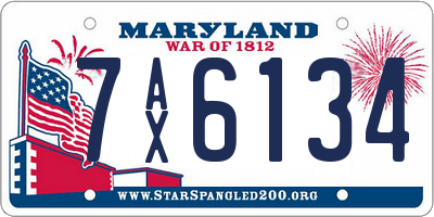 MD license plate 7AX6134