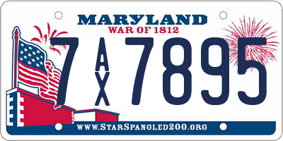 MD license plate 7AX7895