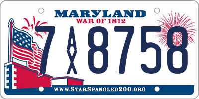 MD license plate 7AX8758