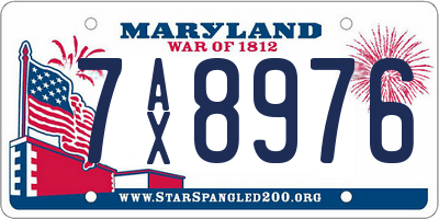 MD license plate 7AX8976