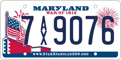 MD license plate 7AX9076