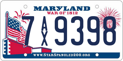 MD license plate 7AX9398