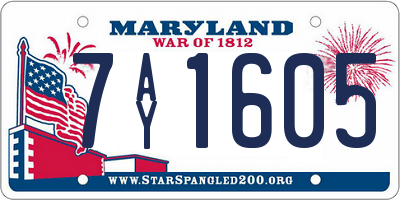 MD license plate 7AY1605
