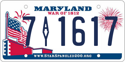 MD license plate 7AY1617