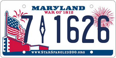 MD license plate 7AY1626