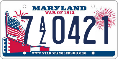 MD license plate 7AZ0421