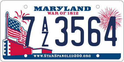 MD license plate 7AZ3564