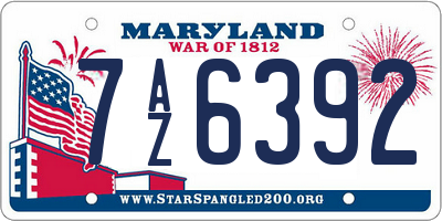 MD license plate 7AZ6392
