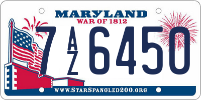 MD license plate 7AZ6450