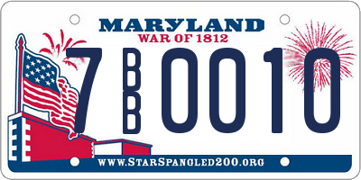 MD license plate 7BB0010