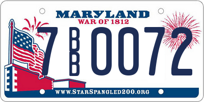 MD license plate 7BB0072