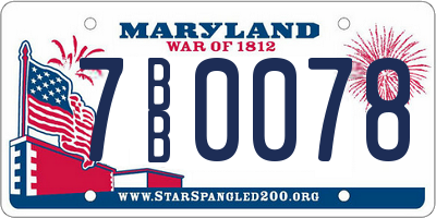 MD license plate 7BB0078