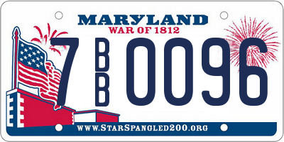 MD license plate 7BB0096
