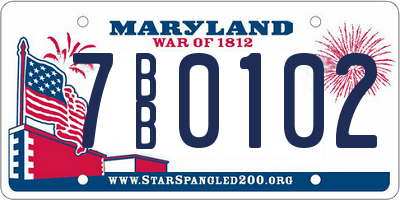 MD license plate 7BB0102