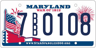 MD license plate 7BB0108