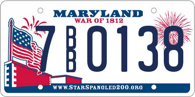 MD license plate 7BB0138