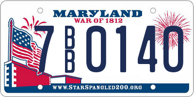 MD license plate 7BB0140