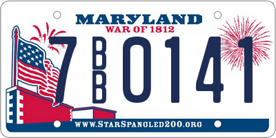 MD license plate 7BB0141