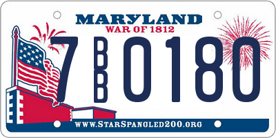 MD license plate 7BB0180