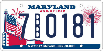 MD license plate 7BB0181