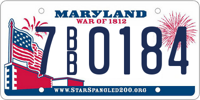 MD license plate 7BB0184