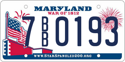 MD license plate 7BB0193