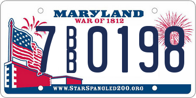 MD license plate 7BB0198