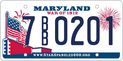 MD license plate 7BB0201