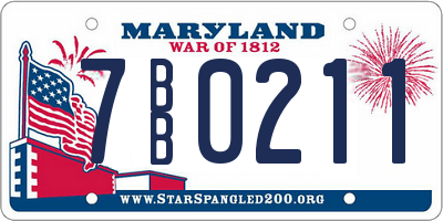 MD license plate 7BB0211