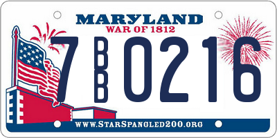 MD license plate 7BB0216