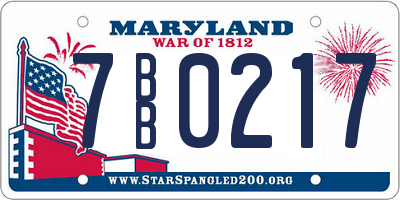 MD license plate 7BB0217