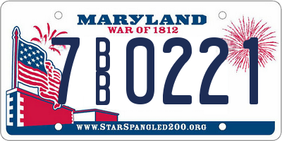 MD license plate 7BB0221