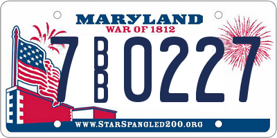 MD license plate 7BB0227