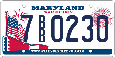 MD license plate 7BB0230