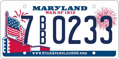 MD license plate 7BB0233
