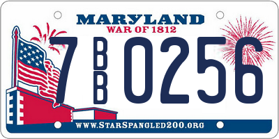 MD license plate 7BB0256