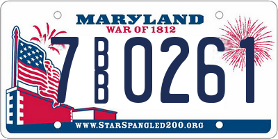 MD license plate 7BB0261