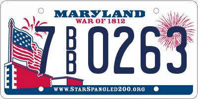 MD license plate 7BB0263