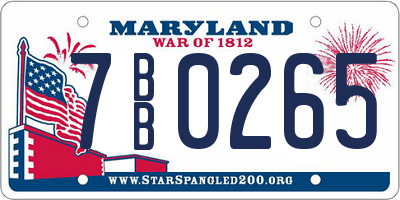 MD license plate 7BB0265